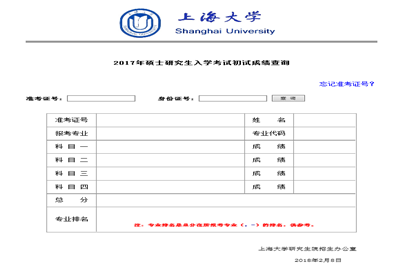上海大学在职研究生（非全日制）成绩查询入口